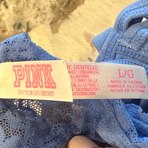 Lot of Two Pink by Victoria's Secret Blue Lace Bralettes. Both Size Large. - Picture 3 of 6